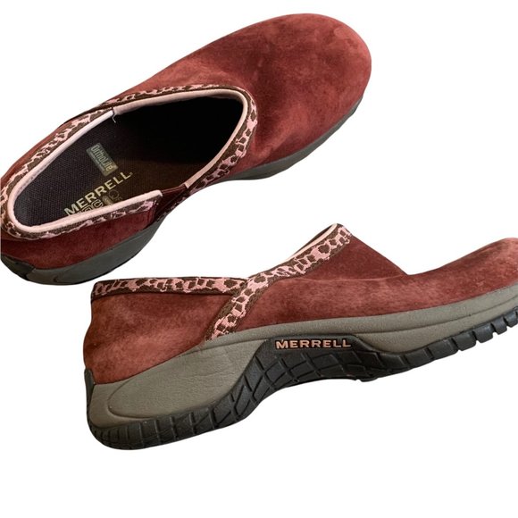 Merrell Ortholite MOC Maroon Suede Slip On Comfort Shoe 8 - Picture 5 of 6